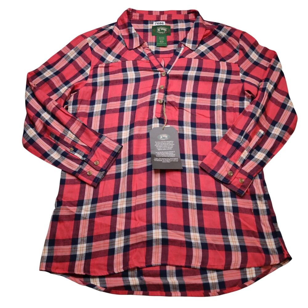Stillwater Supply Shirt Mens 2XL Red Plaid Flannel Long Sleeve Button Up Western